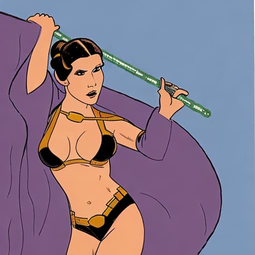  Princess Leia, sultry expression, wearing a Star wars style bikini