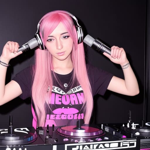  Dj.Marika Rossa Famous DJ, with a pink strand of hair, beautiful woman