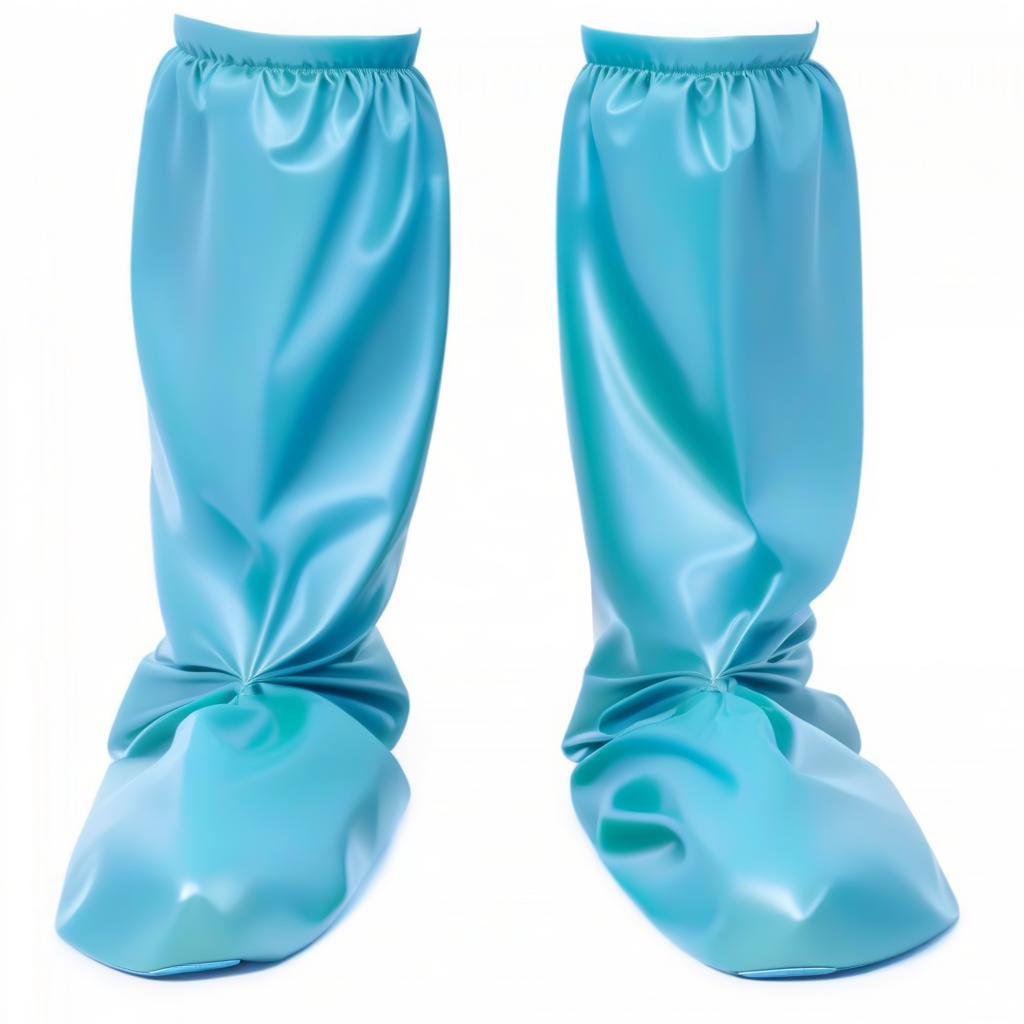  On feet, worn are, smooth without creases, high surgical stockings as shoes, with upper elastic cuffs, made of glossy latex, the lower part (from the sole to the ankle:1.2), the upper part (from the ankle to the knee:1.2), (dark green:1.3), (dark blue:1.3). hyperrealistic, full body, detailed clothing, highly detailed, cinematic lighting, stunningly beautiful, intricate, sharp focus, f/1. 8, 85mm, (centered image composition), (professionally color graded), ((bright soft diffused light)), volumetric fog, trending on instagram, trending on tumblr, HDR 4K, 8K