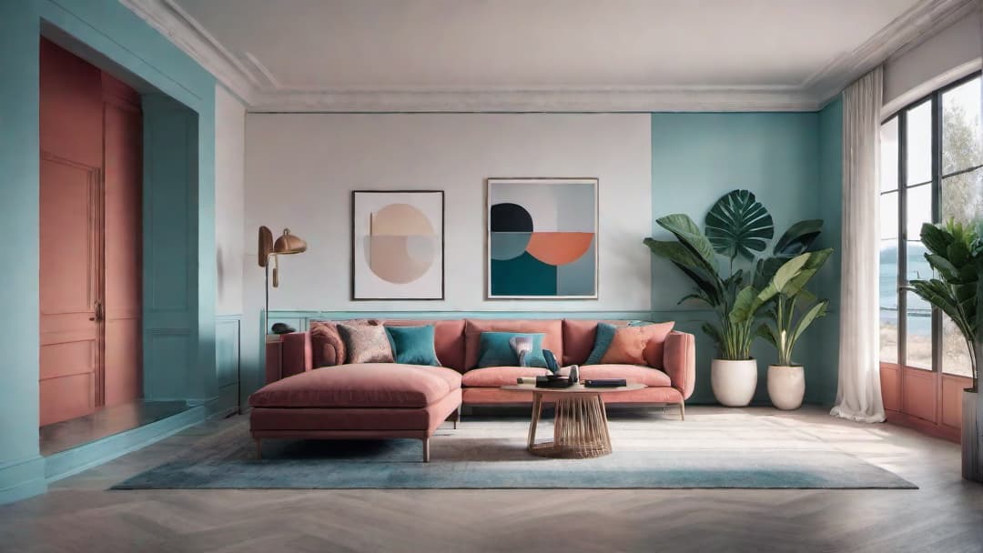  Generate an image of a living room in an 80's home interior filled with bold patterns, focusing on geometric shapes and abstract designs. Emphasize the use of vibrant colors and contrasting elements to reflect the eclectic style of that era. additional guidelines  hyperrealistic, full body, detailed clothing, highly detailed, cinematic lighting, stunningly beautiful, intricate, sharp focus, f/1. 8, 85mm, (centered image composition), (professionally color graded), ((bright soft diffused light)), volumetric fog, trending on instagram, trending on tumblr, HDR 4K, 8K