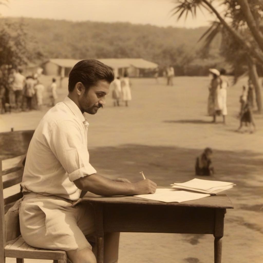  A man sits at a desk in grade 1 with children