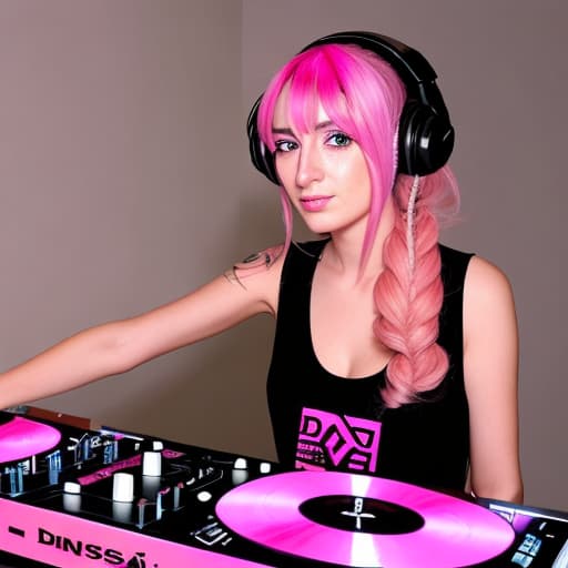  Dj.Marika Rossa Famous DJ, with a pink strand of hair, beautiful woman