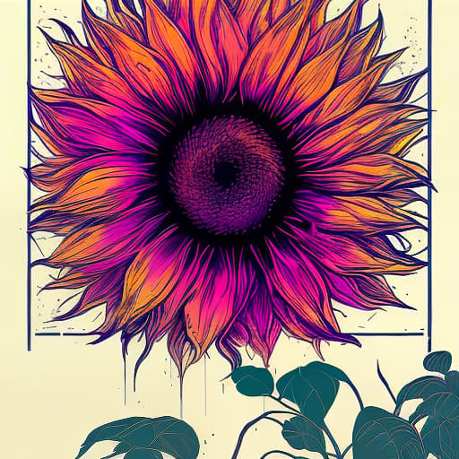 nvinkpunk swirl whimsical nature sunflower