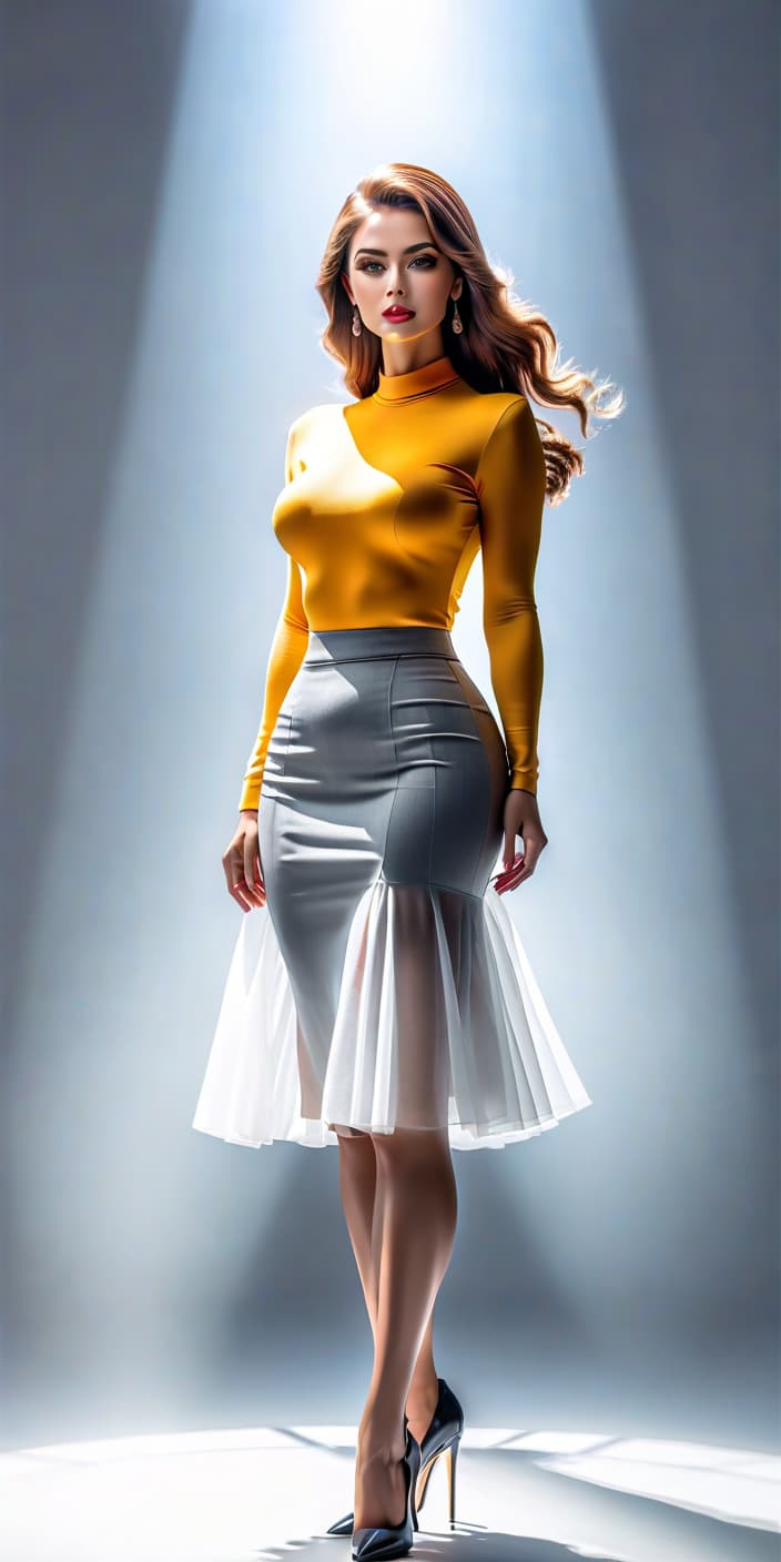  Modern, perfect figure, perfect body, woman in skirt, character, very detailed, beatiful woman, at full height, on a white background, full hd, 4k hyperrealistic, full body, detailed clothing, highly detailed, cinematic lighting, stunningly beautiful, intricate, sharp focus, f/1. 8, 85mm, (centered image composition), (professionally color graded), ((bright soft diffused light)), volumetric fog, trending on instagram, trending on tumblr, HDR 4K, 8K