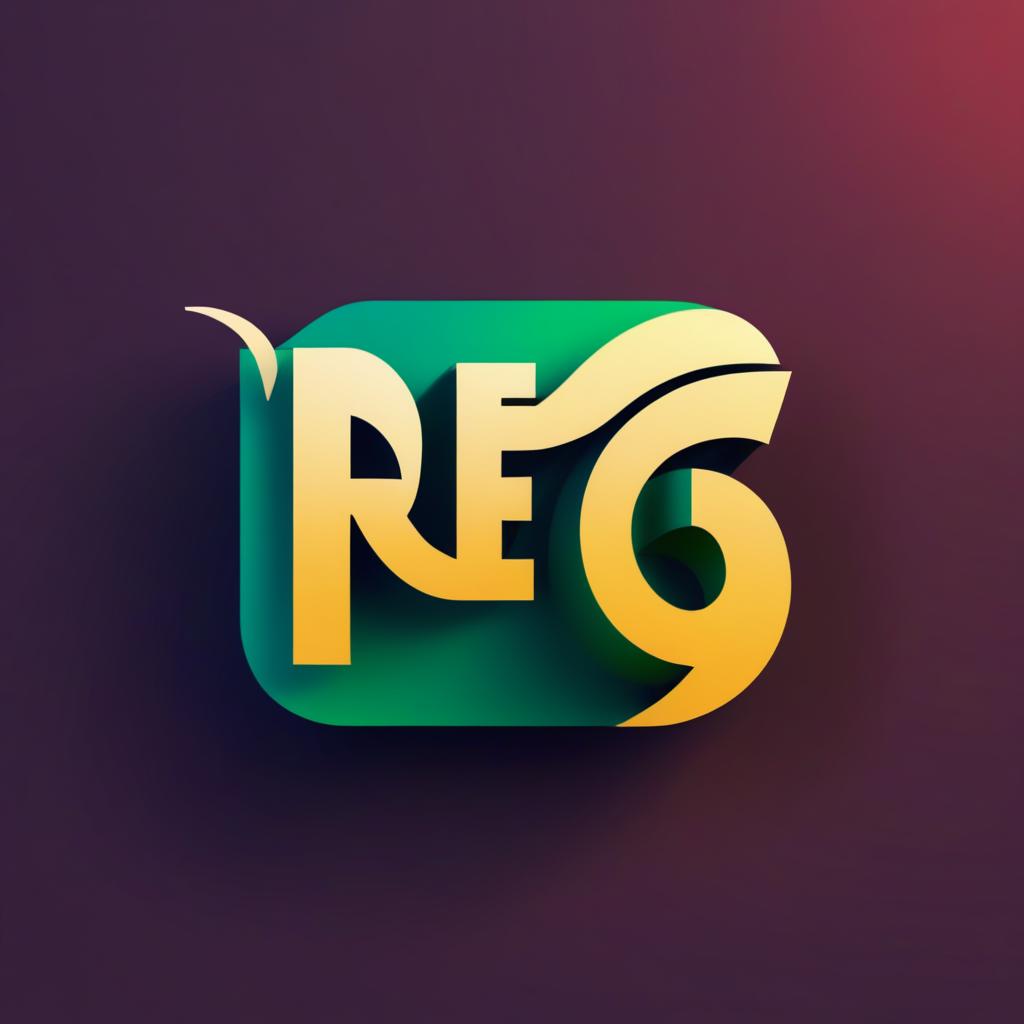  Logo, (threeDRender style), Create a letterform logo for ‘REG ’ featuring a stylish ‘R’, to reflect the brand’s trendy and contemporary fashion offerings.