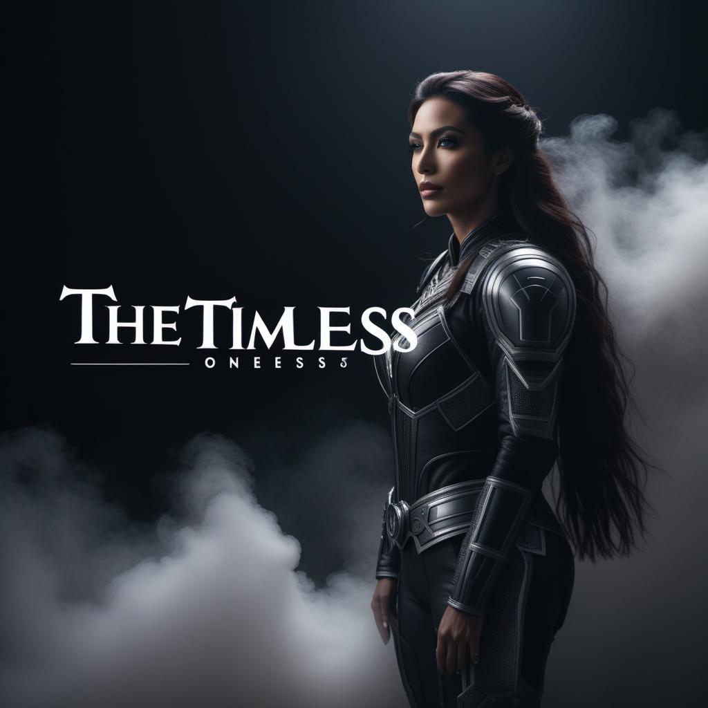  A solid black background with the words 'the timeless ones' written in glowing white letters. hyperrealistic, full body, detailed clothing, highly detailed, cinematic lighting, stunningly beautiful, intricate, sharp focus, f/1. 8, 85mm, (centered image composition), (professionally color graded), ((bright soft diffused light)), volumetric fog, trending on instagram, trending on tumblr, HDR 4K, 8K