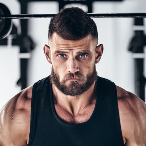 portrait+ style Russian queer crossfitter brunette hunk dilf dude face