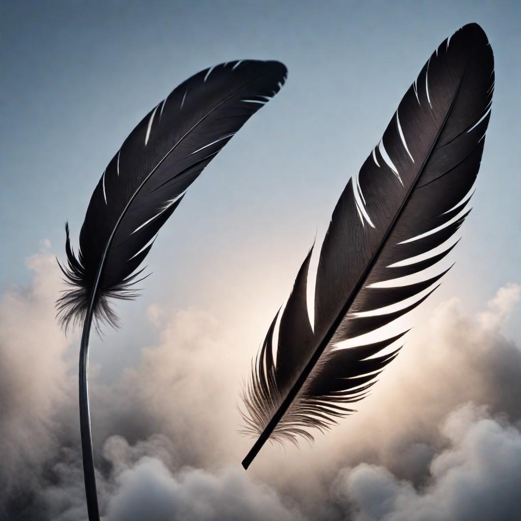  a curved feather at one end with bold black letters surrounding it that say 'Light Feathers Auto Paint & Body' hyperrealistic, full body, detailed clothing, highly detailed, cinematic lighting, stunningly beautiful, intricate, sharp focus, f/1. 8, 85mm, (centered image composition), (professionally color graded), ((bright soft diffused light)), volumetric fog, trending on instagram, trending on tumblr, HDR 4K, 8K