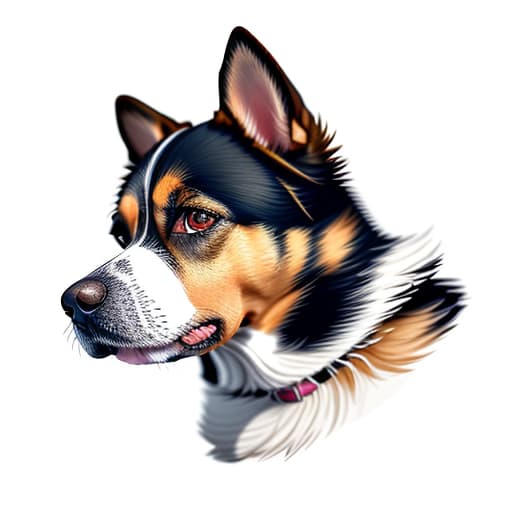  a portrait of a dog in the style of xk3mt1ks over white background