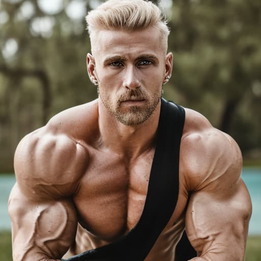 portrait+ style Russian queer fitness model blonde hunk dilf dude face