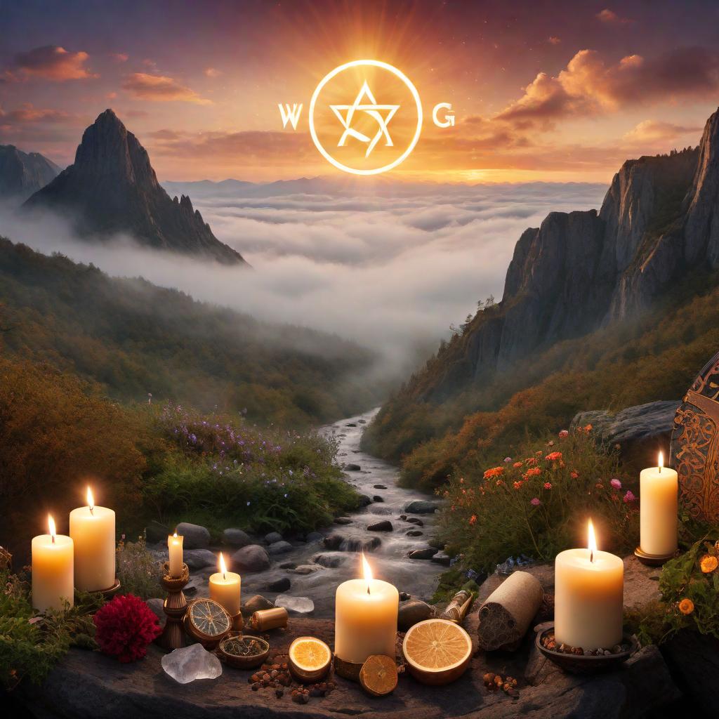  Design a logo for a Wiccan sales store, incorporating mystical symbols, elements like candles, crystals, and herbs, and a touch of magic and enchantment. The logo should convey a sense of mystery and spirituality. hyperrealistic, full body, detailed clothing, highly detailed, cinematic lighting, stunningly beautiful, intricate, sharp focus, f/1. 8, 85mm, (centered image composition), (professionally color graded), ((bright soft diffused light)), volumetric fog, trending on instagram, trending on tumblr, HDR 4K, 8K