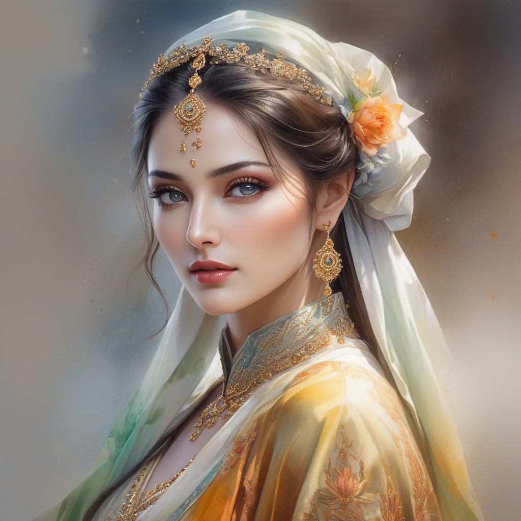  Watercolor portrait of a lady imbued with the fantastic beauty reminiscent of Alaya Gadeh's style, 16:9 aspect ratio, inspired by Annette Schmucker's art, sharp focus rivalling a studio photo, intricate details as envisaged by Greg Rutkowski, trending on ArtStation, watercolor masterpiece, highly detailed." hyperrealistic, full body, detailed clothing, highly detailed, cinematic lighting, stunningly beautiful, intricate, sharp focus, f/1. 8, 85mm, (centered image composition), (professionally color graded), ((bright soft diffused light)), volumetric fog, trending on instagram, trending on tumblr, HDR 4K, 8K