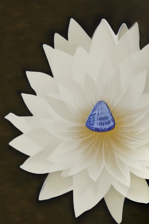  Image of 1 white transparency lotus flower in heaven with serenity tone and holy spirituality mood lots of ray above