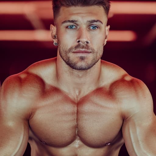 portrait+ style Russian queer fitness model brunette hunk dilf dude face