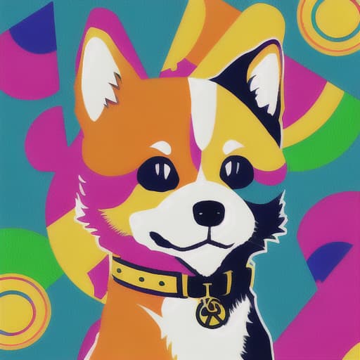  shiba inu dog, high quality, smoking a joint, peace sign, colorful, trippy