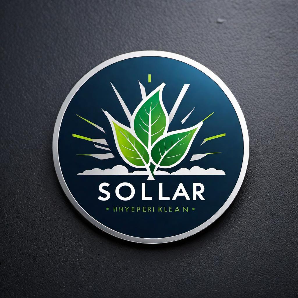  A modern and clean logo for a company named 'Solar-Klean', similar to the provided image. The logo should incorporate elements of a stylized solar panel and a leaf, symbolizing renewable energy and eco-friendliness. Use green and blue colors to represent sustainability and trust. The design should be minimalistic with clean lines, giving a tech-savvy and modern look. hyperrealistic, full body, detailed clothing, highly detailed, cinematic lighting, stunningly beautiful, intricate, sharp focus, f/1. 8, 85mm, (centered image composition), (professionally color graded), ((bright soft diffused light)), volumetric fog, trending on instagram, trending on tumblr, HDR 4K, 8K