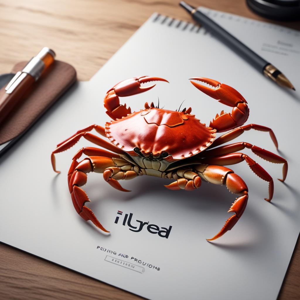  Create a logo for Illegit Productions featuring a sketch of a crab design. hyperrealistic, full body, detailed clothing, highly detailed, cinematic lighting, stunningly beautiful, intricate, sharp focus, f/1. 8, 85mm, (centered image composition), (professionally color graded), ((bright soft diffused light)), volumetric fog, trending on instagram, trending on tumblr, HDR 4K, 8K