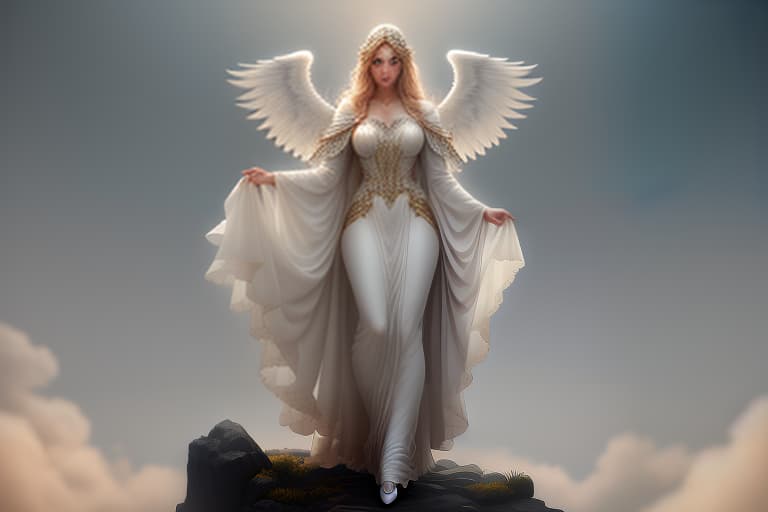  An angel flies in heaven. hyperrealistic, full body, detailed clothing, highly detailed, cinematic lighting, stunningly beautiful, intricate, sharp focus, f/1. 8, 85mm, (centered image composition), (professionally color graded), ((bright soft diffused light)), volumetric fog, trending on instagram, trending on tumblr, HDR 4K, 8K