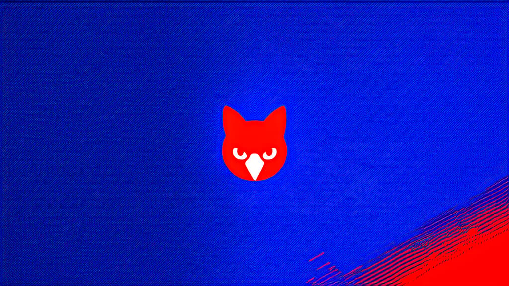  Logo, Logo minimaliste d'un chat, fond bleu et rouge