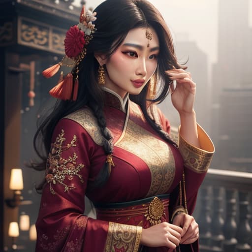  A childlike, oriental beauty hyperrealistic, full body, detailed clothing, highly detailed, cinematic lighting, stunningly beautiful, intricate, sharp focus, f/1. 8, 85mm, (centered image composition), (professionally color graded), ((bright soft diffused light)), volumetric fog, trending on instagram, trending on tumblr, HDR 4K, 8K