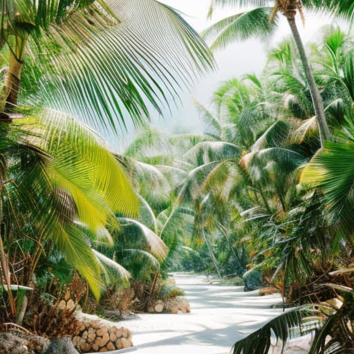 analog style Tropical Paradise hyperrealistic, full body, detailed clothing, highly detailed, cinematic lighting, stunningly beautiful, intricate, sharp focus, f/1. 8, 85mm, (centered image composition), (professionally color graded), ((bright soft diffused light)), volumetric fog, trending on instagram, trending on tumblr, HDR 4K, 8K