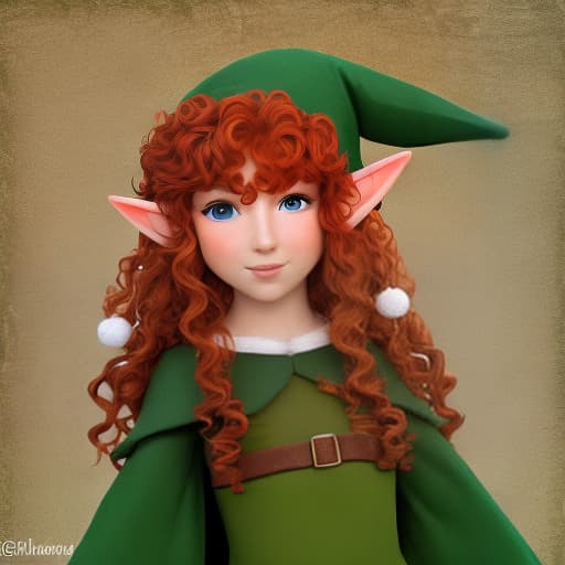  Modest elf with curly auburn hair