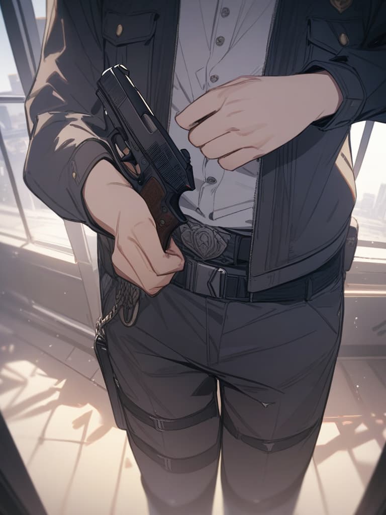  Police officer, emo, justice, shoot with handgun, cry, masterpiece, best quality,8k,ultra detailed,high resolution,an extremely delicate and beautiful,hyper detail