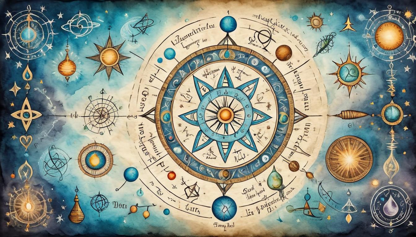  on parchment, surrealism+++, DNA helix radiating light, surrounded by positive symbols, cosmic theme, majestic aura, interconnected light threads(mysterious, provocative, symbolic,muted color)+++