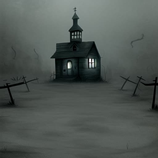  A haunting, atmospheric ghost town in the style of Tim Burton