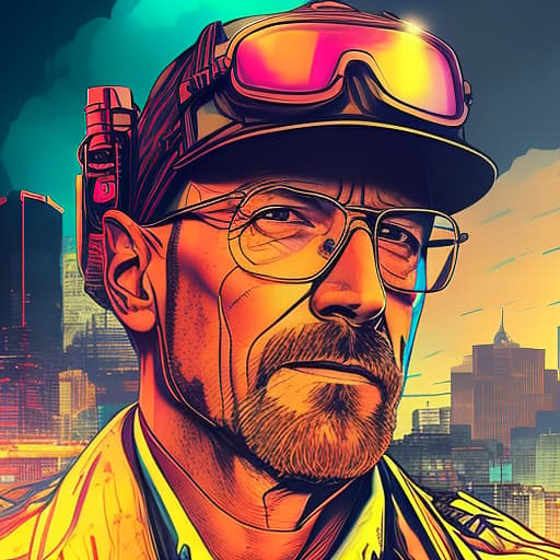 nvinkpunk Walter White, full height, he wears Ray Ban glasses, in a photography studio with a black background., Photorealistic, Hyperrealistic, Hyperdetailed, analog style, demure, detailed skin, pores, smirk, smiling eyes, matte skin, soft lighting, subsurface scattering, realistic, heavy shadow, masterpiece, best quality, ultra realistic, 8k, golden ratio, Intricate, High Detail, film photography, soft focus hyperrealistic, full body, detailed clothing, highly detailed, cinematic lighting, stunningly beautiful, intricate, sharp focus, f/1. 8, 85mm, (centered image composition), (professionally color graded), ((bright soft diffused light)), volumetric fog, trending on instagram, trending on tumblr, HDR 4K, 8K