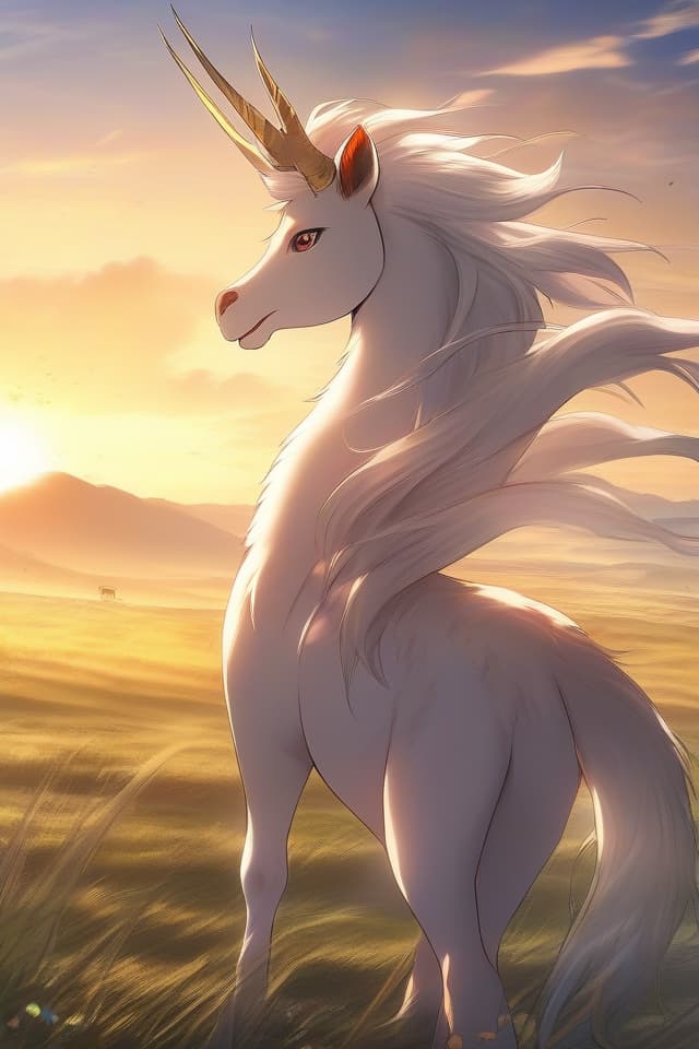  Wild Kirin, grassland, beautiful sunrise