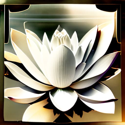 estilovintedois Image of 1 white transparency lotus flower in heaven with serenity tone and holy spirituality mood lots of ray above