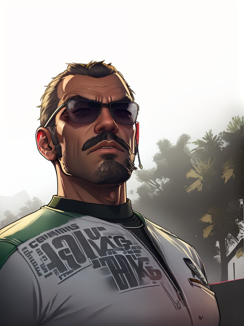  gtav style, (best quality), ((artwork-gta5 heavily stylized)), poster design, detailed, highly detailed, sunglasses, masterpiece, highres