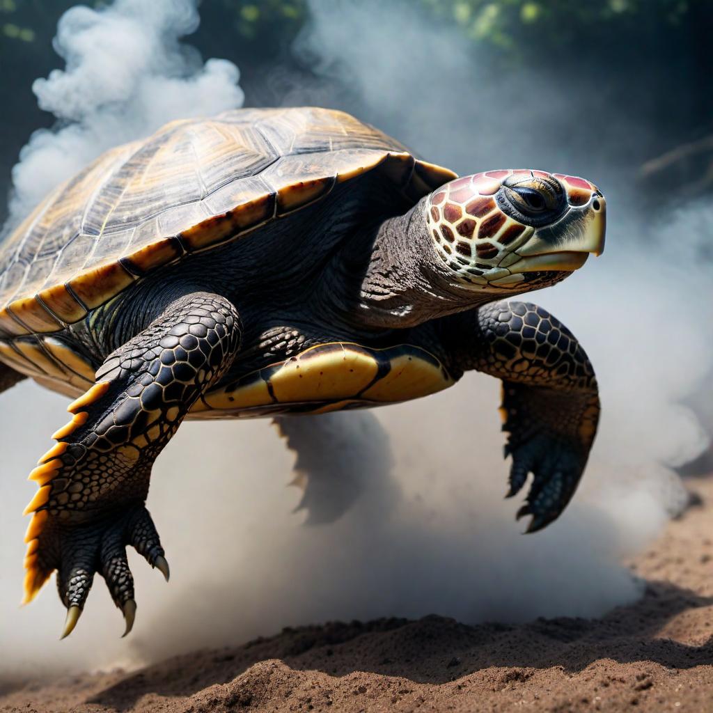  A turtle blowing up hyperrealistic, full body, detailed clothing, highly detailed, cinematic lighting, stunningly beautiful, intricate, sharp focus, f/1. 8, 85mm, (centered image composition), (professionally color graded), ((bright soft diffused light)), volumetric fog, trending on instagram, trending on tumblr, HDR 4K, 8K