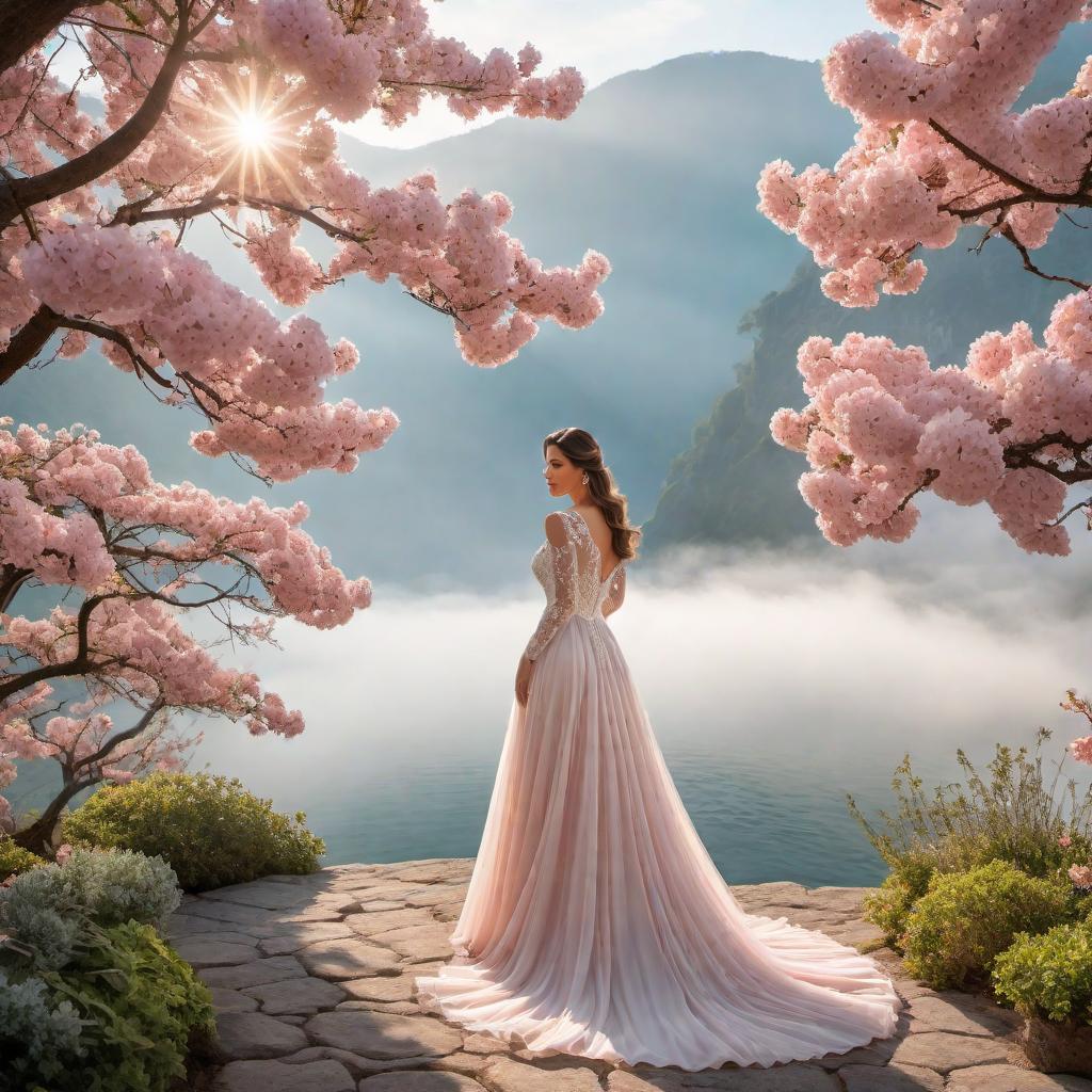  A recreation of the image provided, featuring a softer and more feminine touch. The scene includes a serene and gentle ambiance with smooth lines, pastel colors, and delicate elements. The characters and objects in the image should have a graceful and elegant appearance. The overall mood should evoke feelings of tranquility and warmth. hyperrealistic, full body, detailed clothing, highly detailed, cinematic lighting, stunningly beautiful, intricate, sharp focus, f/1. 8, 85mm, (centered image composition), (professionally color graded), ((bright soft diffused light)), volumetric fog, trending on instagram, trending on tumblr, HDR 4K, 8K