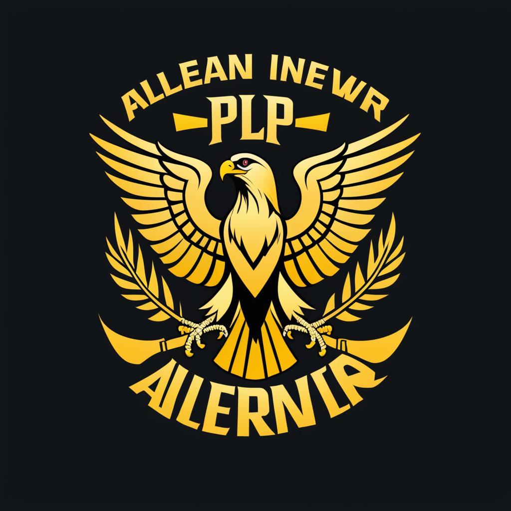  Logo, Adler Löwe, N, schwarzer Hintergrund, Gold