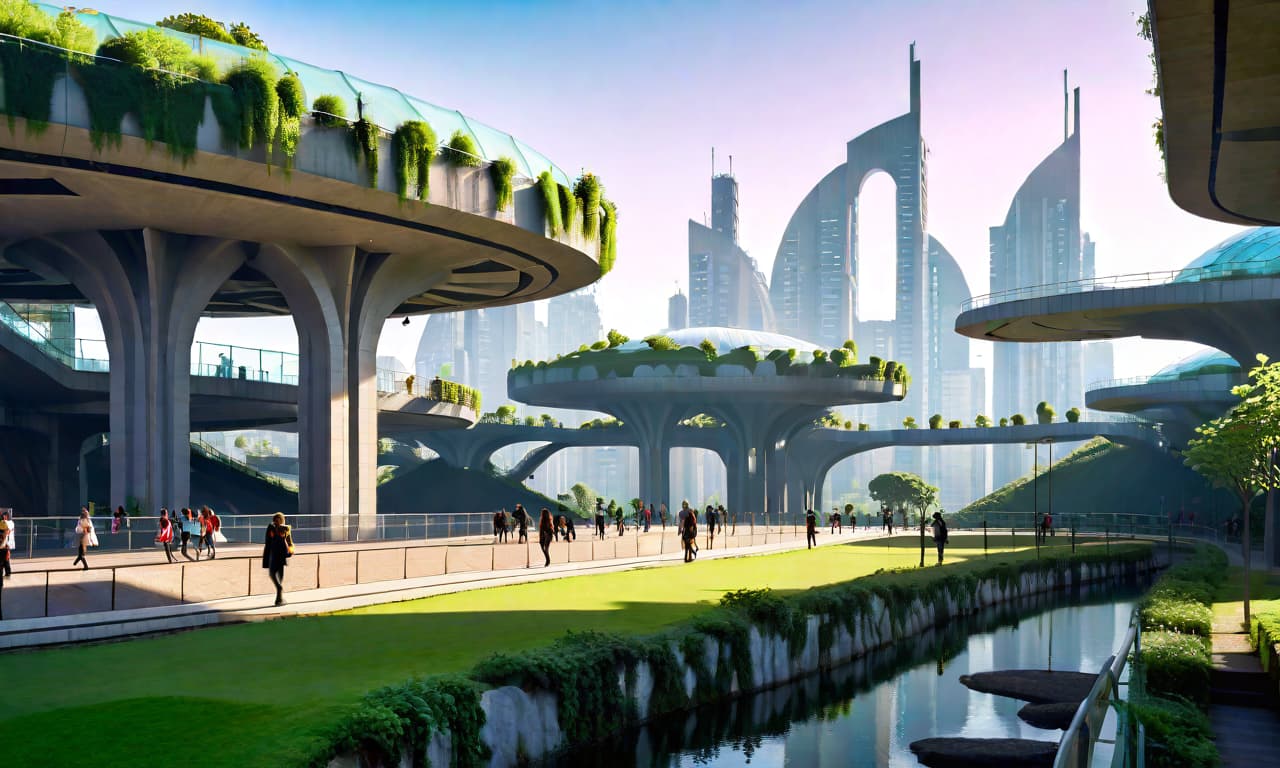  manga style A futuristic urban district . Scene Description: Central spine as a green park with leisure activities on top and transportation/shelter below. iconic architectural structures repeatedly. Futuristic, eco friendly urban design. Aesthetics: Dramatic and harmonious blend of nature and technology. dark atmosphere, clear composition, clear lines, fine detail, 4k, trending on artstation, volumetric lighting, background, 16k, high resolution, atmospheric haze, Film grain, cinematic film still, shallow depth of field, highly detailed, moody, epic, photorealistic, atmospheric lighting, volumetric lighting. The technique of painting is simple, cinematic. ethereal lights, mysterious and alluring atmosphere, trending on art galleries spec hyperrealistic, full body, detailed clothing, highly detailed, cinematic lighting, stunningly beautiful, intricate, sharp focus, f/1. 8, 85mm, (centered image composition), (professionally color graded), ((bright soft diffused light)), volumetric fog, trending on instagram, trending on tumblr, HDR 4K, 8K