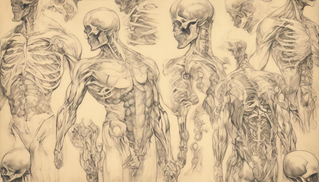  hyperrealism,fantasy aestheticDetailed anatomical sketches, human muscle structure, bones, and internal organs, rendered with precision, aged parchment background, scientific, artistic, high tech clothing clad in sleek, futuristic costume with metallic accents and form fitting designs, marvel superhero comics style, unreal engine rendering