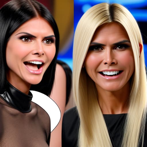  Black haired Verona Pooth fights with Blonde haired Heidi Klum