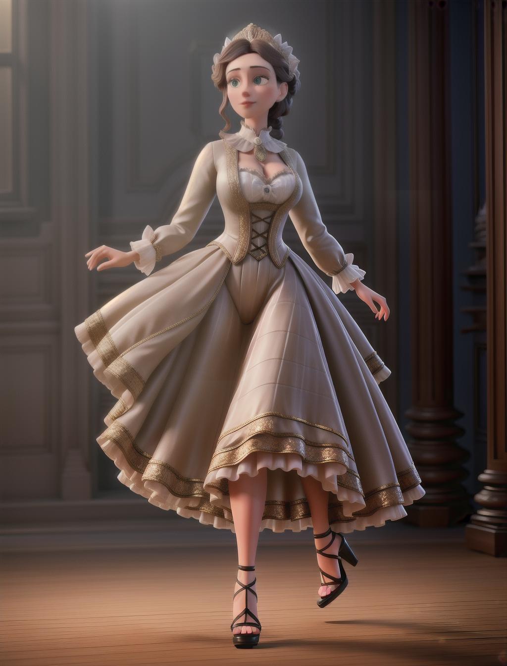  Victorian era woman with high heel open toe sandals hyperrealistic, full body, detailed clothing, highly detailed, cinematic lighting, stunningly beautiful, intricate, sharp focus, f/1. 8, 85mm, (centered image composition), (professionally color graded), ((bright soft diffused light)), volumetric fog, trending on instagram, trending on tumblr, HDR 4K, 8K