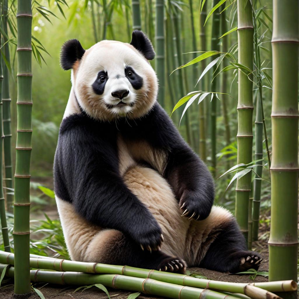  Create a coloring page from a photo of a panda sitting and eating bamboo, in a simple and clean style suitable for children to color. hyperrealistic, full body, detailed clothing, highly detailed, cinematic lighting, stunningly beautiful, intricate, sharp focus, f/1. 8, 85mm, (centered image composition), (professionally color graded), ((bright soft diffused light)), volumetric fog, trending on instagram, trending on tumblr, HDR 4K, 8K