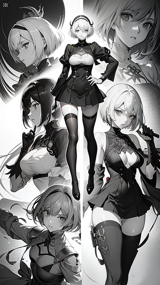  Anime Style, Manga Style,Nier automata,pantsy,,short hair,black stockings, (Manga Style, Yusuke Murata, Satoshi Kon, Ken Sugimori, Hiromu Arakawa), Pencil drawing, (B&W:1.2), Low detail, sketch, concept art, Anime style, line art, webtoon, manhua, chalk, hand drawn, defined lines, simple shades, simplistic, manga page, minimalistic, High contrast, Precision artwork, Linear compositions, Scalable artwork, Digital art, High Contrast Shadows hyperrealistic, full body, detailed clothing, highly detailed, cinematic lighting, stunningly beautiful, intricate, sharp focus, f/1. 8, 85mm, (centered image composition), (professionally color graded), ((bright soft diffused light)), volumetric fog, trending on instagram, trending on tumblr, HDR 4K, 8K