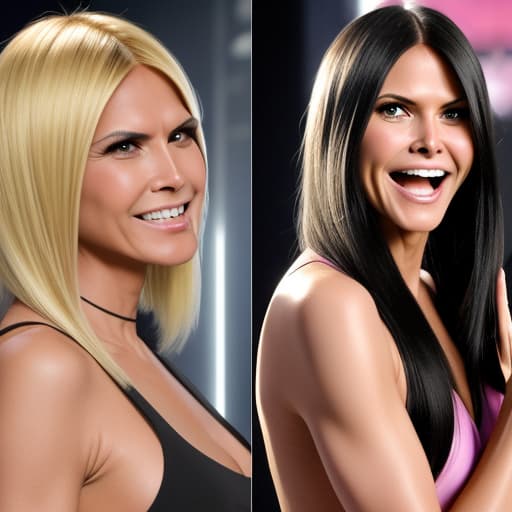  Black haired Verona Pooth fights with Blonde haired Heidi Klum