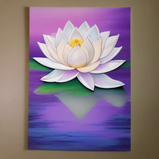  Image of 1 white lotus flower in heaven with serenity tone and holy spirituality mood create overall image in very lovely pastel palette