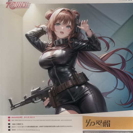  anime artwork of <lora:anime manga style:1.2> a woman in a leather outfit holding a glock gun anime manga style, anime style, key visual, vint, studio anime, highly detailed