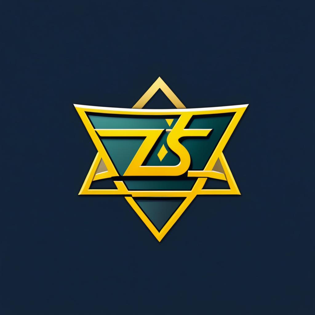  Logo, (geometric style), スポーツのロゴ「ZS」　金色、黒