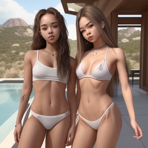  High resolution Charly Jordan and Jennie Kim Girlfriends realistic face, perfect body full body