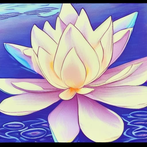  Image of 1 white lotus flower in heaven with serenity tone and holy spirituality mood create overall image in very lovely pastel palette