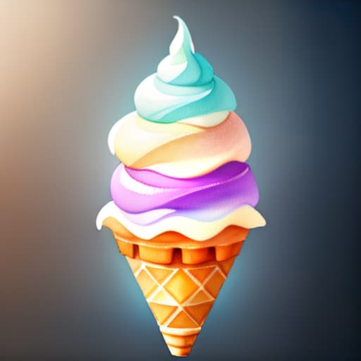  Draw an ice cream in a conical waffle cone, in the style of animation., (Watercolor painting) soft colors ,fluid strokes ,transparent layers hyperrealistic, full body, detailed clothing, highly detailed, cinematic lighting, stunningly beautiful, intricate, sharp focus, f/1. 8, 85mm, (centered image composition), (professionally color graded), ((bright soft diffused light)), volumetric fog, trending on instagram, trending on tumblr, HDR 4K, 8K