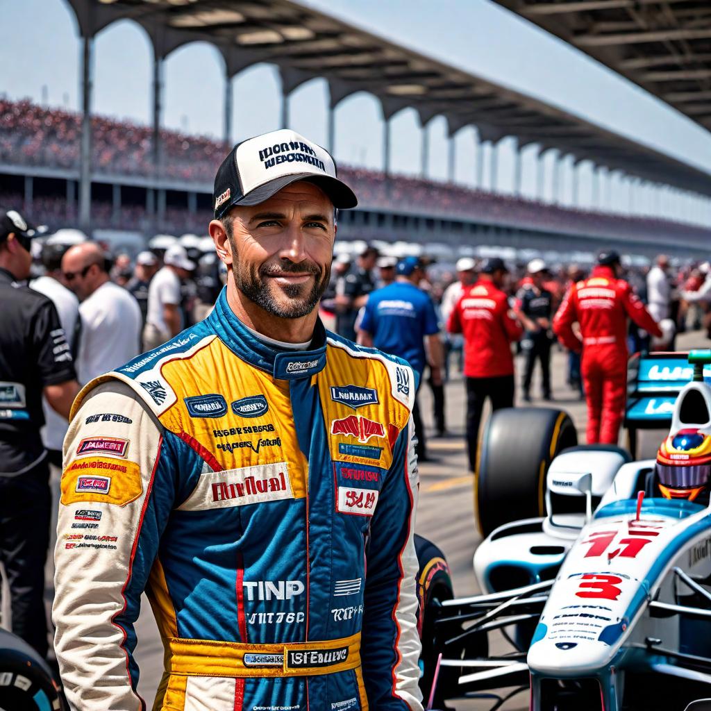  An image of a top IndyCar 500 mechanic. The mechanic is dressed in a jumpsuit with various patches and logos, wearing a cap. They are standing in a pit lane with tools and equipment around them, working on a race car. The atmosphere is vibrant and filled with energy, capturing the excitement of the IndyCar race. hyperrealistic, full body, detailed clothing, highly detailed, cinematic lighting, stunningly beautiful, intricate, sharp focus, f/1. 8, 85mm, (centered image composition), (professionally color graded), ((bright soft diffused light)), volumetric fog, trending on instagram, trending on tumblr, HDR 4K, 8K